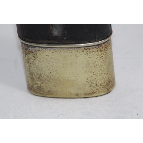 958 - ANTIQUE SILVER TOPPED HIP FLASK - LONDON 1872