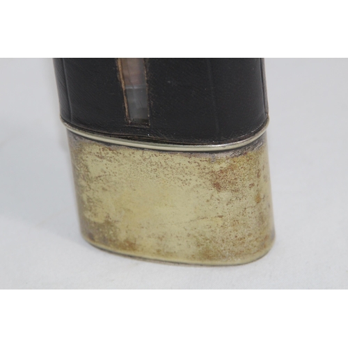 958 - ANTIQUE SILVER TOPPED HIP FLASK - LONDON 1872