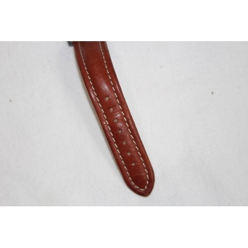 819 - ST MORITZ LAND ROVER SOLID TITANIUM WR 100M ALARM BROWN LEATHER WATCH