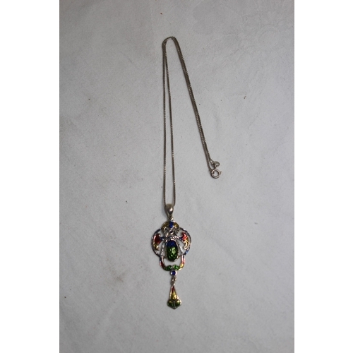 867 - LOVELY ART NOUVEAU DESIGN STERLING SILVER PENDANT NECKLACE