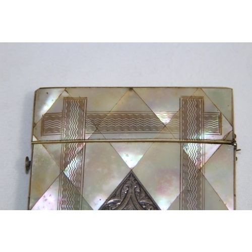 945 - 19TH CENTURY SILVER MOUNTED MOTHER OF PEARL CARD CASE