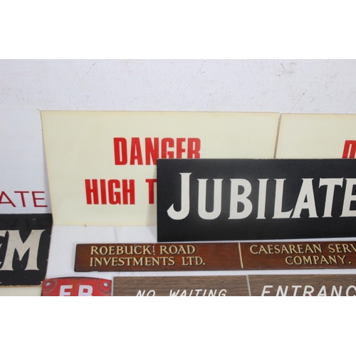 QUANTITY OF VINTAGE SIGNS INCLUDING ENAMEL 31 X 8CM
