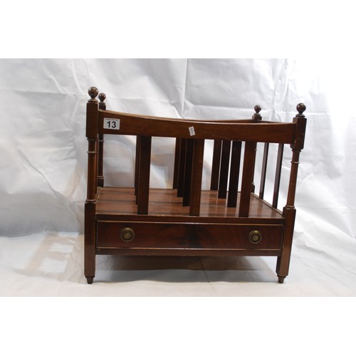 13 - Mahogany Magazine Rack With Draw To Base