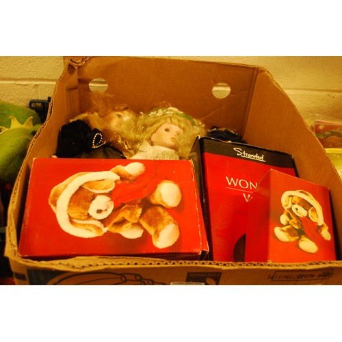 Box Of Collectable Dolls And Bears.