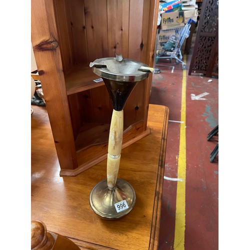 996 - Vintage Onyx Ash Tray Standing 19 Inches High