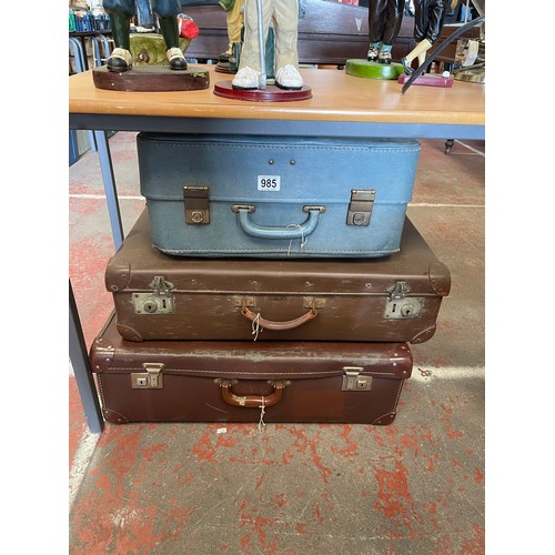 985 - Three Vintage Suitcases