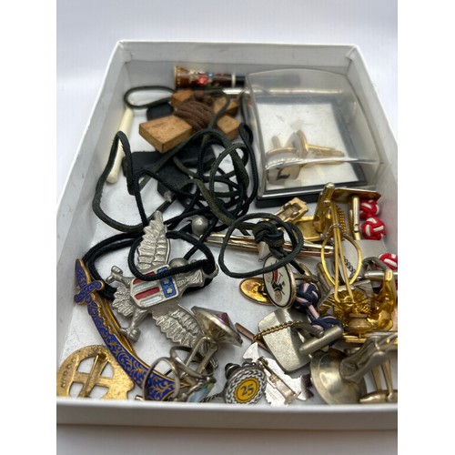 53 - Box Of Gentlemans Accesories , Including Cuff Links, Tie Pins Etc