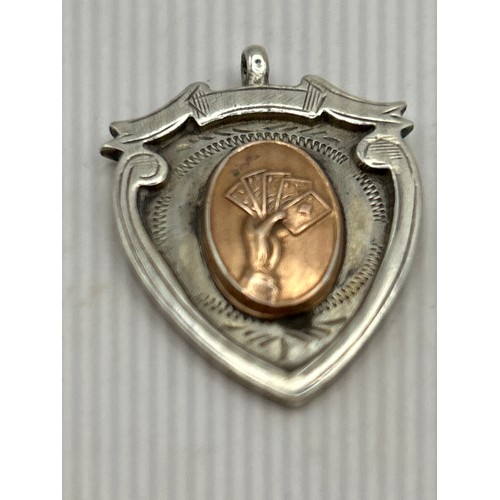 68 - Silver Watch Fob, Playing Card Related.