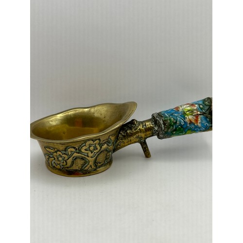 90 - Brass And Enamel Decorative  Vintage Silk Iron.