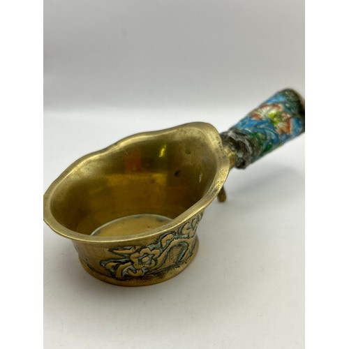 90 - Brass And Enamel Decorative  Vintage Silk Iron.