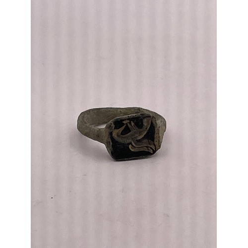 99 - Ancient Roman Ring With Eagle Detail 100-300AD.