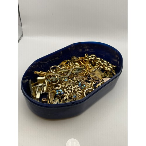 107 - Tray Of Yellow Metal Costume Jewellery.