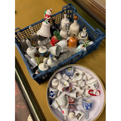 160 - Two Trays Of Collectible Bells Various Sizes And Themed.