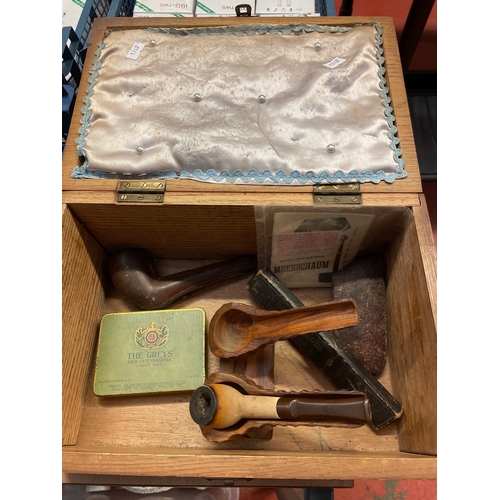 163 - Box Of Collectibles To Include Pipes, Pipe Stand, Glasses Etc.