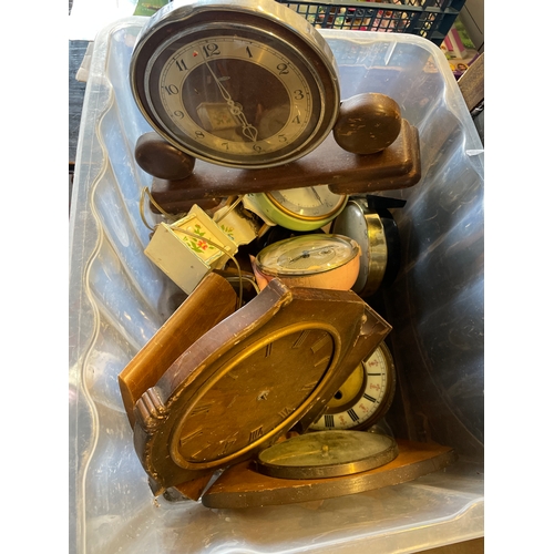 203 - Box Of Various Vintage Clocks.