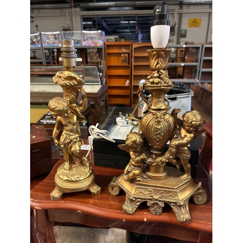 236 - Two Cherub Lamp Bases One Standing 16