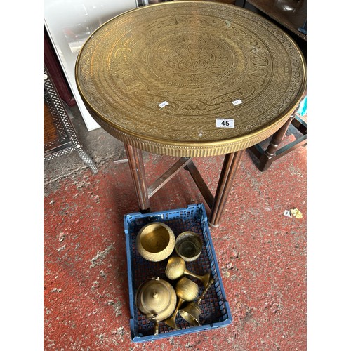 45 - Stunning Vintage Brass Benares Table ,Plus Mixed Brass Items. Approx 24