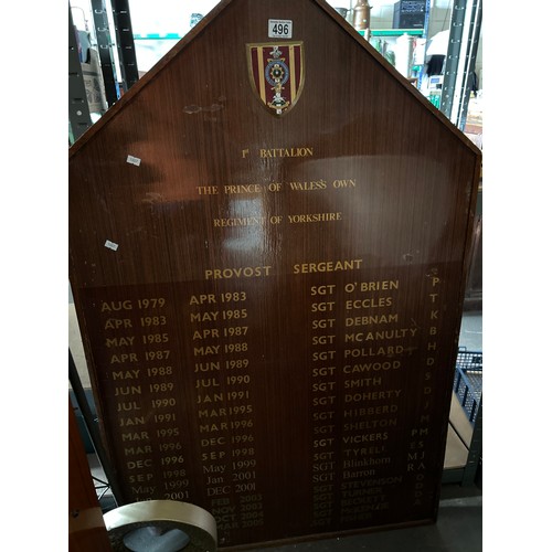 496 - The First Battalion Prince Of Wales Regiment Of Yorkshire Mess Board 49