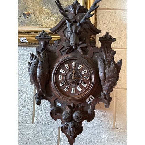 494 - Stunning Black Forest Wall Clock Untested 28