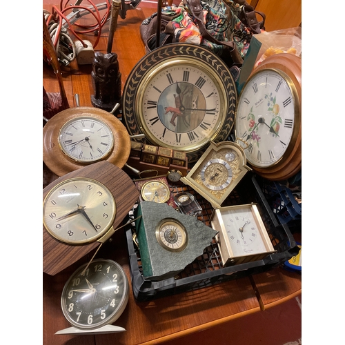 Various Clocks Wood Brass Etc.