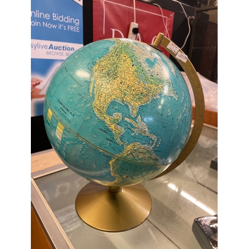 70 - Vintage Tin Globe Standing 16” High.