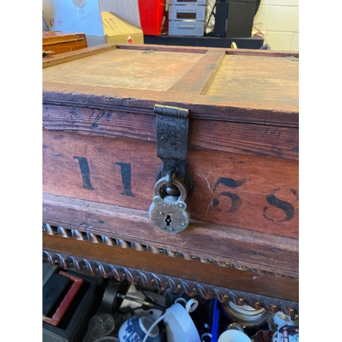 138 - Large Wooden Box With Lock (no key) 23” x 8”.