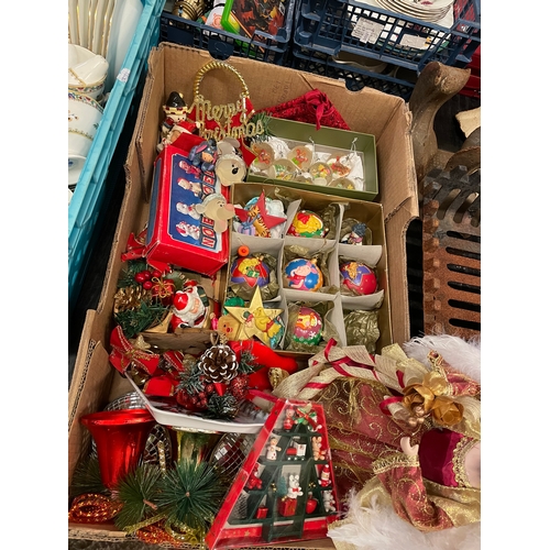 162 - Box Of Vintage Christmas Decorations Including Disney.