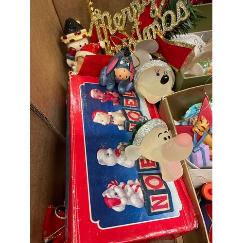 162 - Box Of Vintage Christmas Decorations Including Disney.