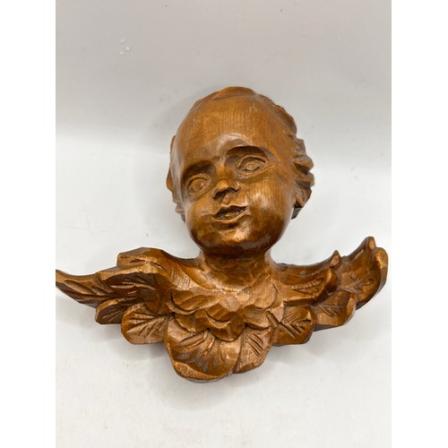 9 - Lovely Little Antique Carving Of A Cherub 5x4