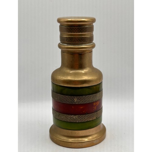 16 - Top Quality Brass And Coloured Stone Vintage Table Lighter,Standing 4