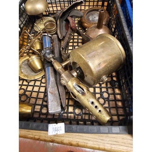 179 - Tray Containing Various Brass Items Including Tools