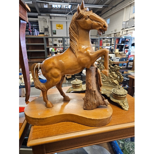 182 - Wooden Carving Of Horse. 12x13