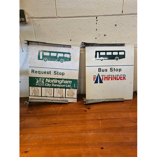 185 - Pair Of Vintage Bus Signs From Nottingham 15x17.5