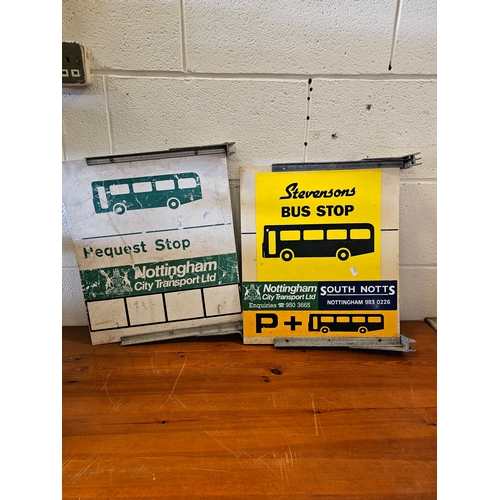 185 - Pair Of Vintage Bus Signs From Nottingham 15x17.5