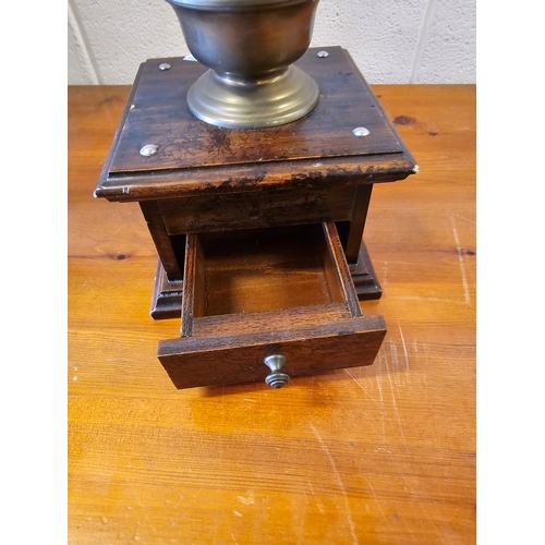 198 - Wood And Brass Coffee Grinder.