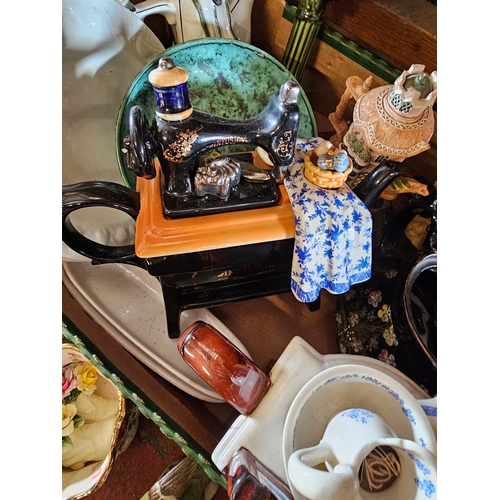 305 - Tray Of Decorative Teapots And Plates Etc.