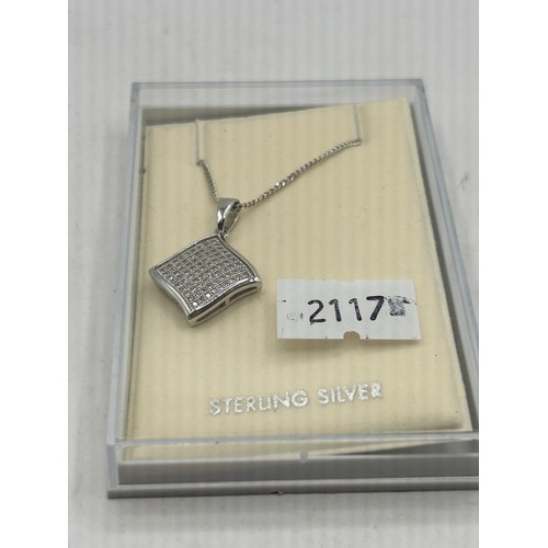 37 - Boxed New Silver Necklace With Attractive Pendant.