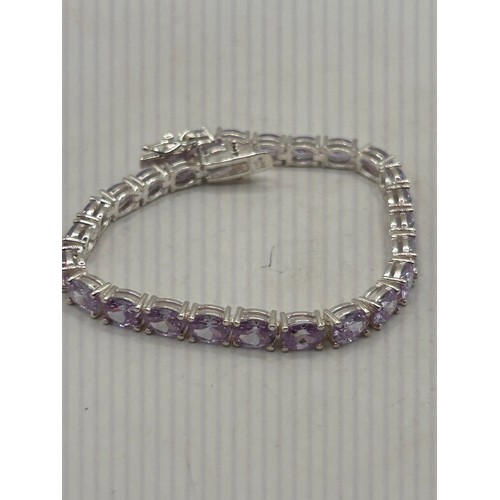 45 - Well Made Silver Bracelet With Pink Stone Featured.