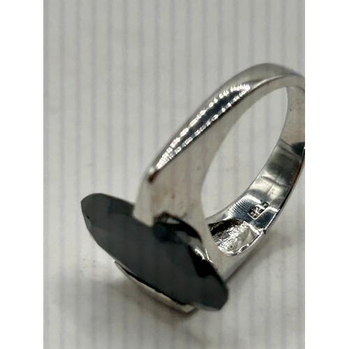 47 - Attractive Silver Ring With Black Stone.