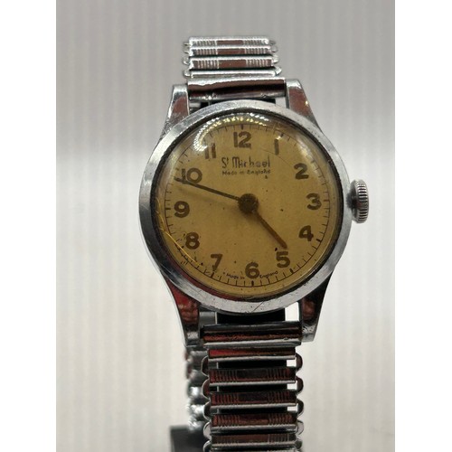 49 - Vintage Rare St Michael Vintage Manual Wind Wrist Watch, None Runner.