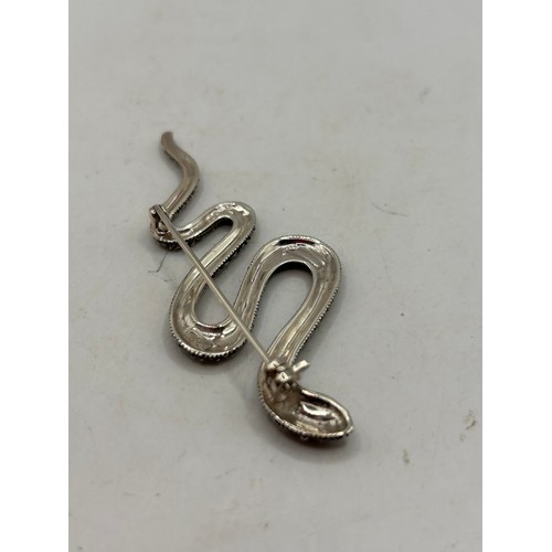 50 - Fabulous Silver And Marcasite Snake Brooch, 3