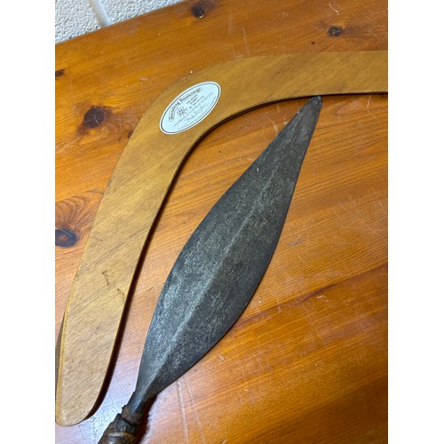 238 - Vintage Bennelong Boomerang , Along With Vintage Spear.