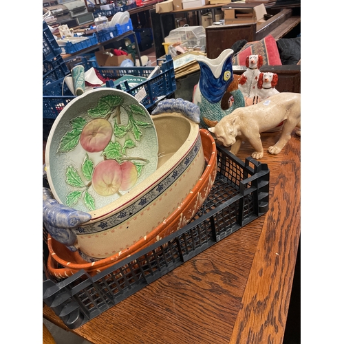 460 - Tray Of Ceramics Including Figures And Dishes.