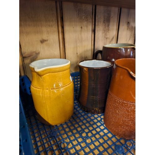 489 - Tray Of Stone Ware Jugs Including Poole And Gibbons.