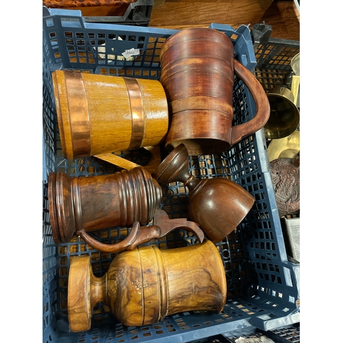 574 - Five Treen Drinks Vessels, Ranging From Goblet To Tankard, Real Quality Pieces.