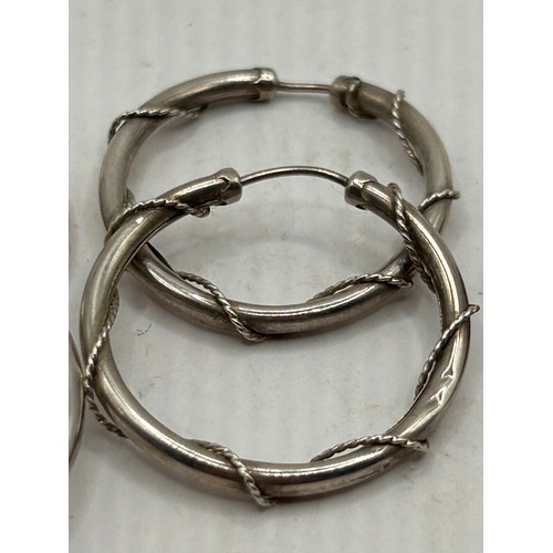 266 - Two Pairs Of Silver Hoop Earrings.