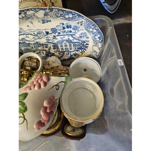 613 - Various Ceramics To Include Blue And White Decorative Plate And Wall Hanging Needle Work Art.