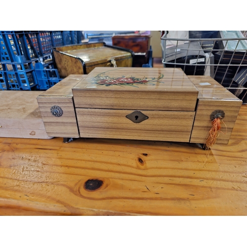 627 - Tray Of Jewellery Boxes Including Piano Style Box.