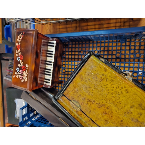 627 - Tray Of Jewellery Boxes Including Piano Style Box.