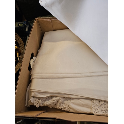 651 - Large Box Of Antique Linen And Lace.